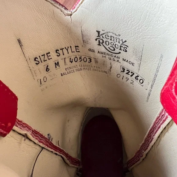 Vintage Kenny Rogers Red Leather Cowboy Western Boots size 6M! - Picture 12 of 12